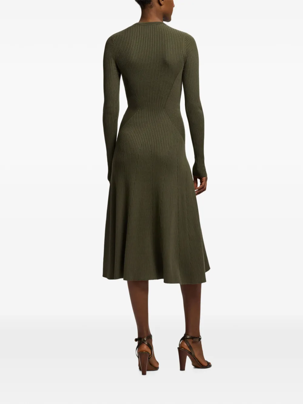 Ralph Lauren Collection Ribgebreide midi-jurk Groen