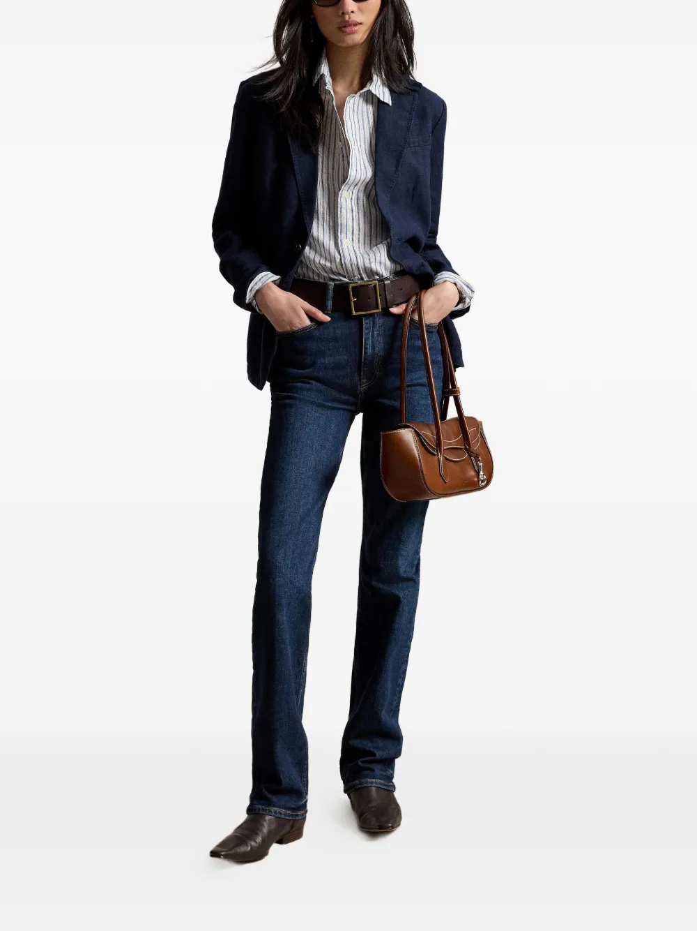 Polo Ralph Lauren Gestreept linnen blouse Wit