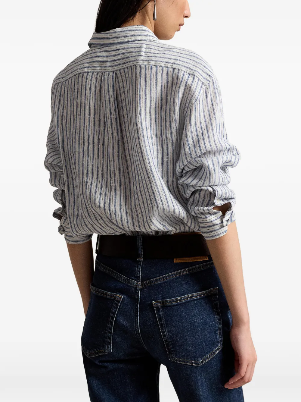 Polo Ralph Lauren Gestreept linnen blouse Wit