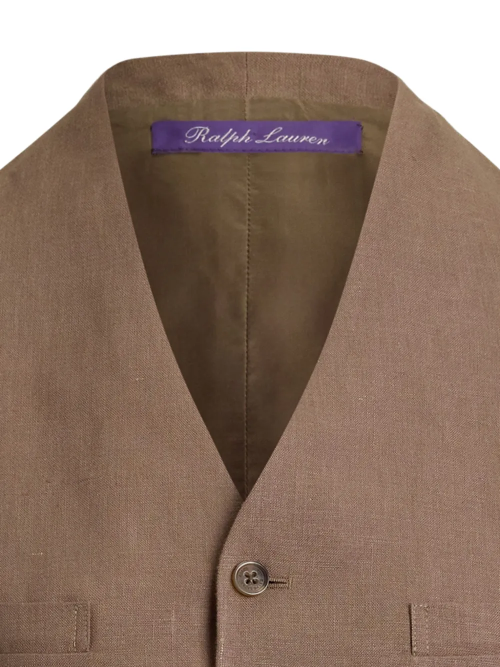 Ralph Lauren Collection Linnen gilet met V-hals Bruin