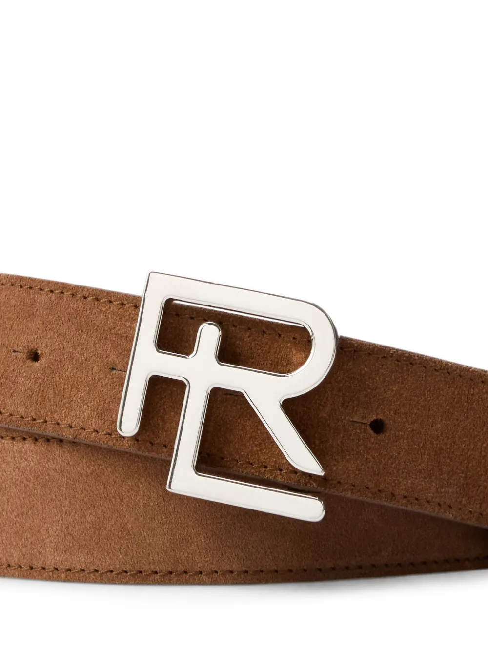 Ralph Lauren Purple Label Suède riem met monogram-gesp Bruin