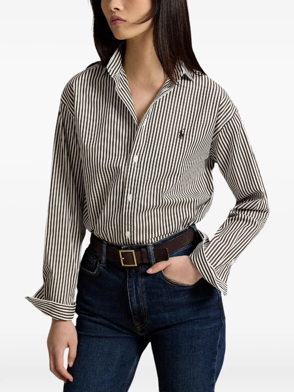 Polo Ralph Lauren Gestreept katoenen blouse Bruin