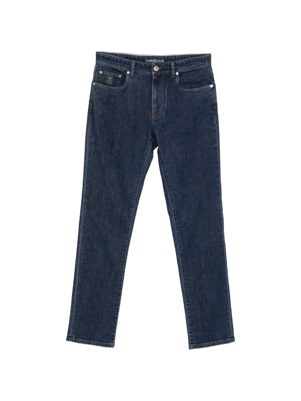 Corneliani Logo-patch Jeans In Blue