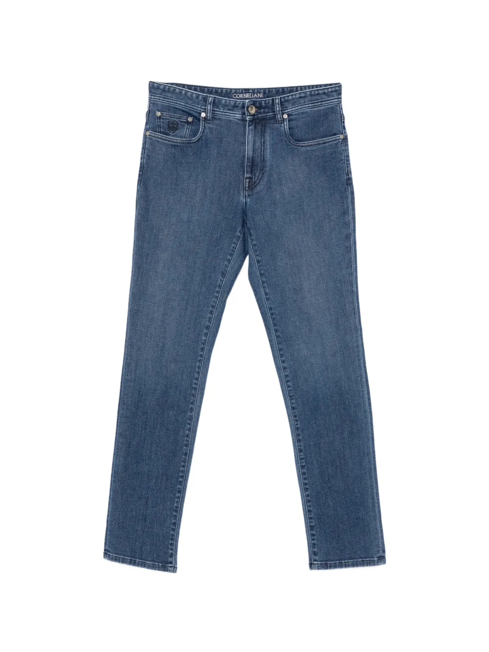 Corneliani logo-embroidered straight-leg jeans