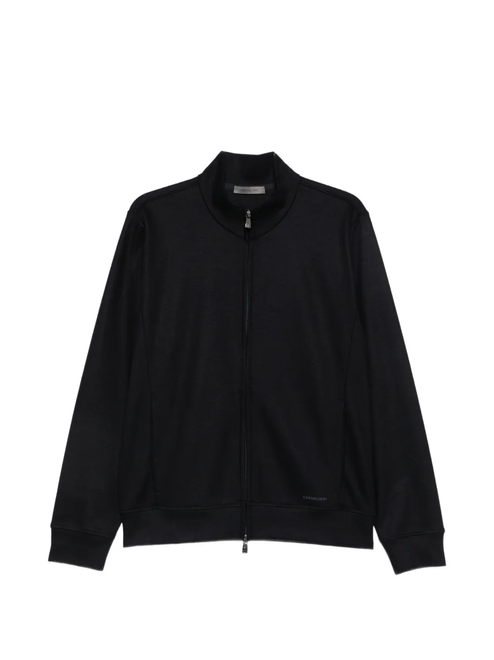 Corneliani Cardigan Mit Logo-print Und Reissverschluss In Blue