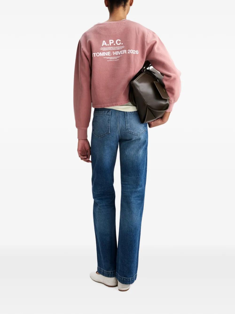 A.P.C. Cropped sweater met logoprint Roze