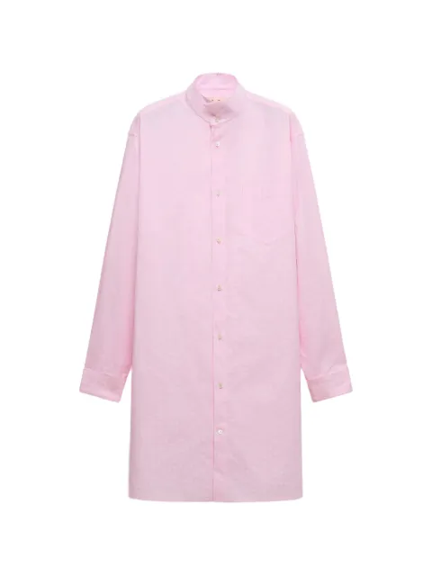 Marni pink poplin longline shirt with raised stripes