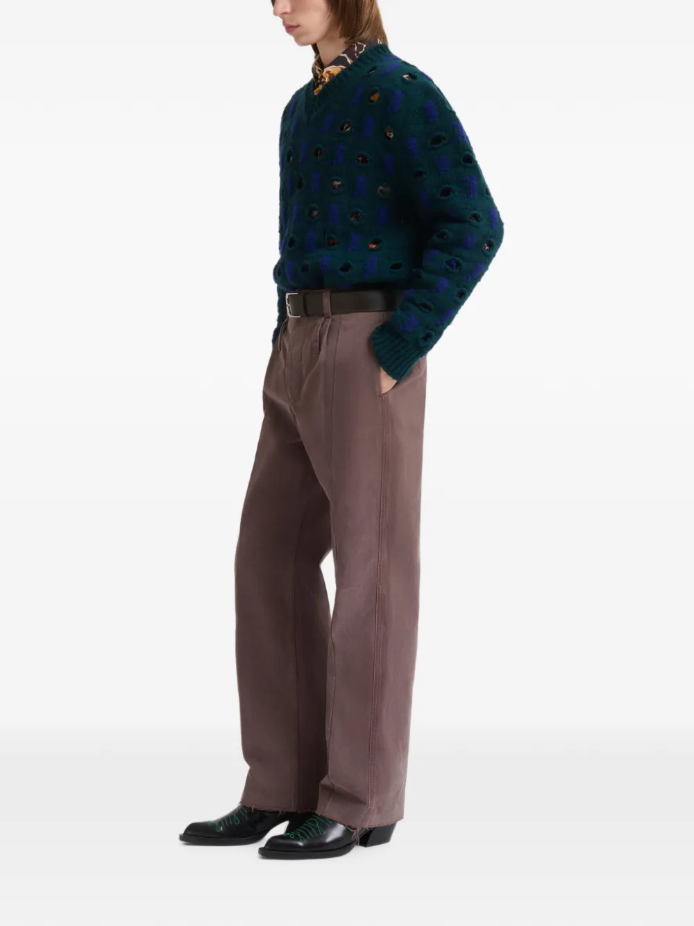 Marni Broek met onafgewerkte rand Bruin