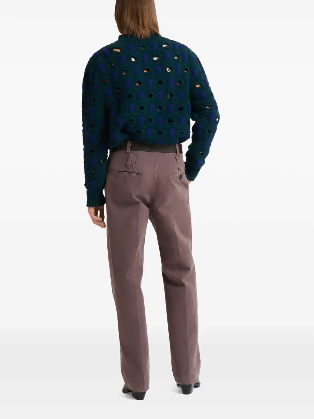 Marni Broek met onafgewerkte rand Bruin