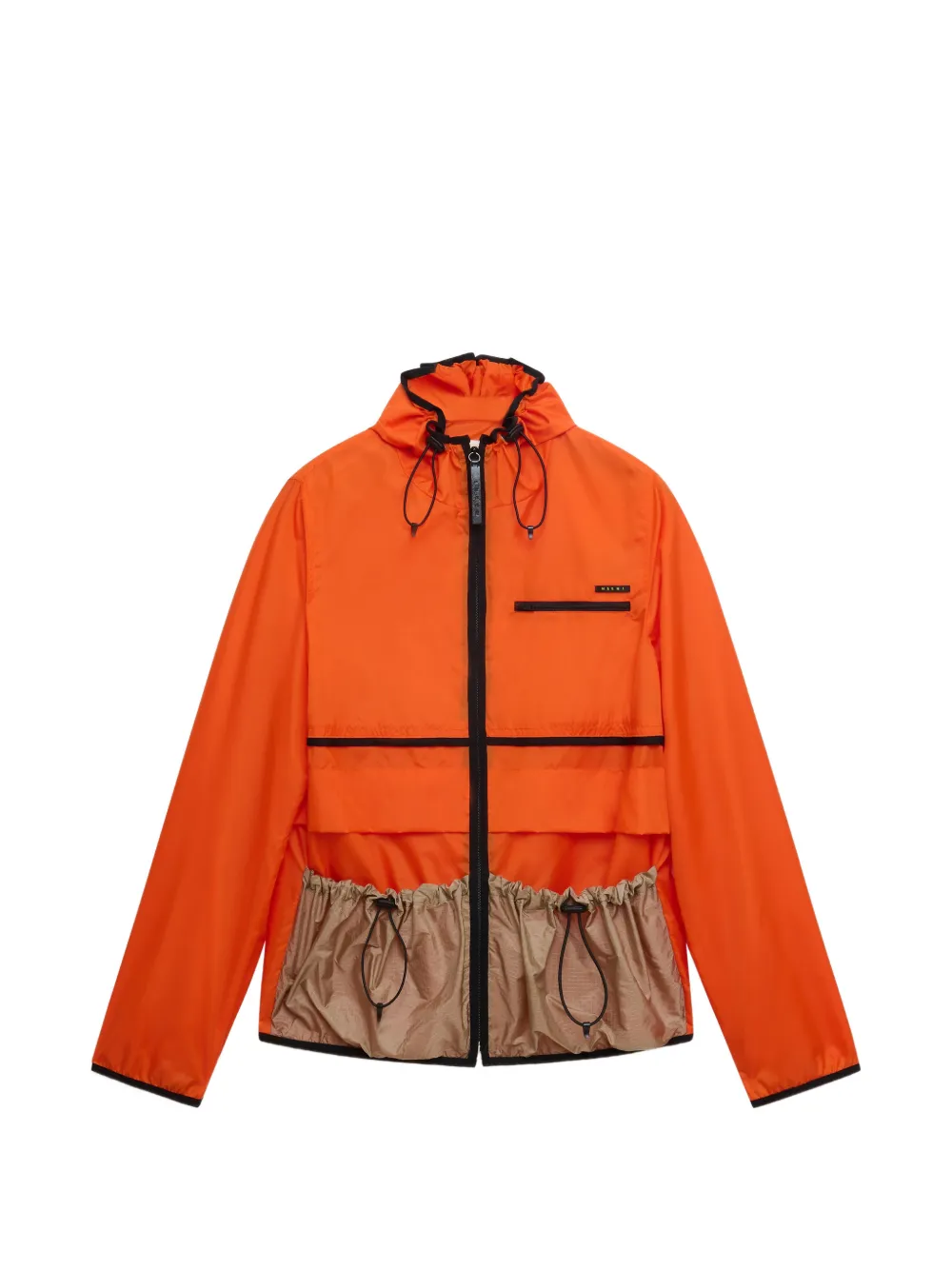 Marni orange nylon jacket with drawstring pockets