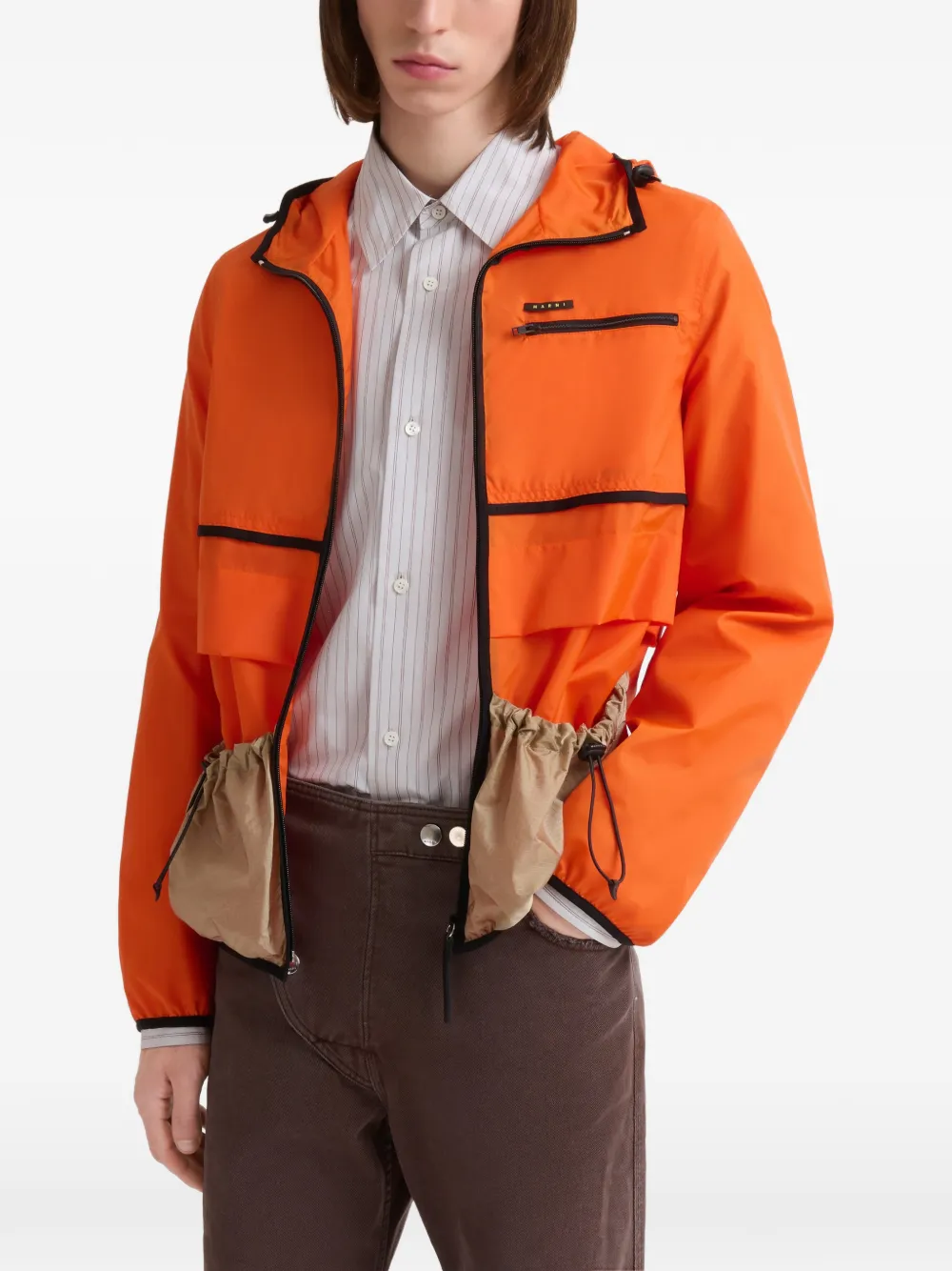 Marni Nylon jack met trekkoordzakken Oranje