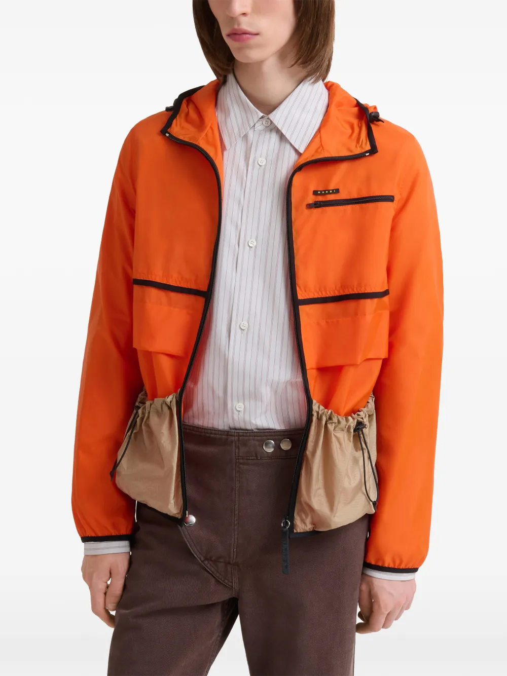 Marni Nylon jack met trekkoordzakken Oranje