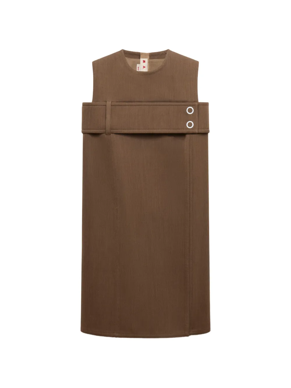 Marni Brown Wool Dress With Belted Bust
