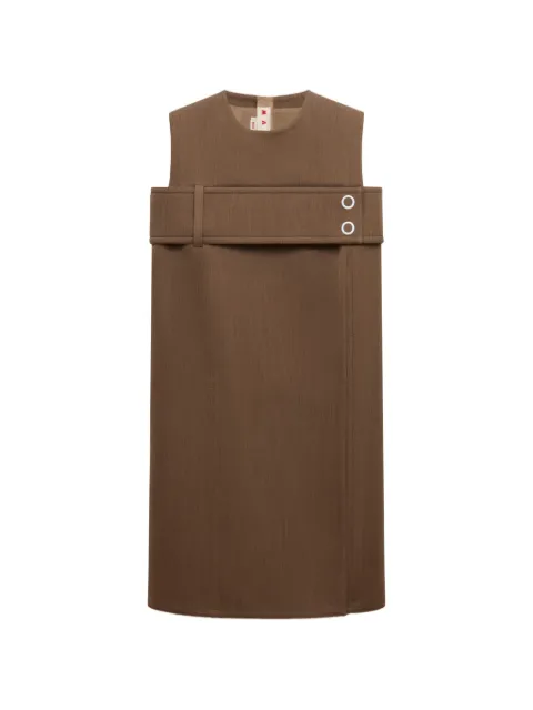Marni brown wool dress with belted bust