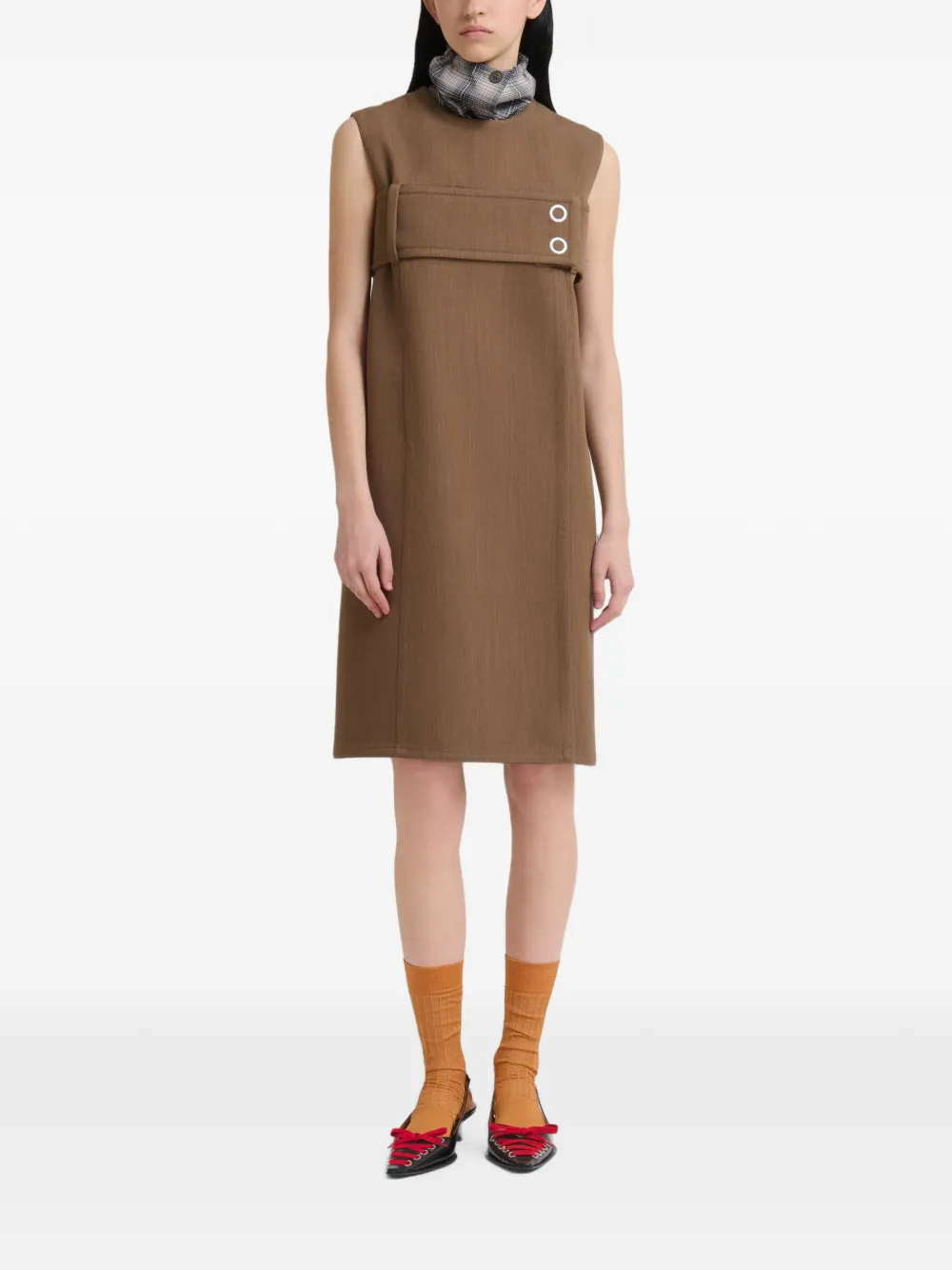 Marni Wollen jurk met ceintuur Bruin