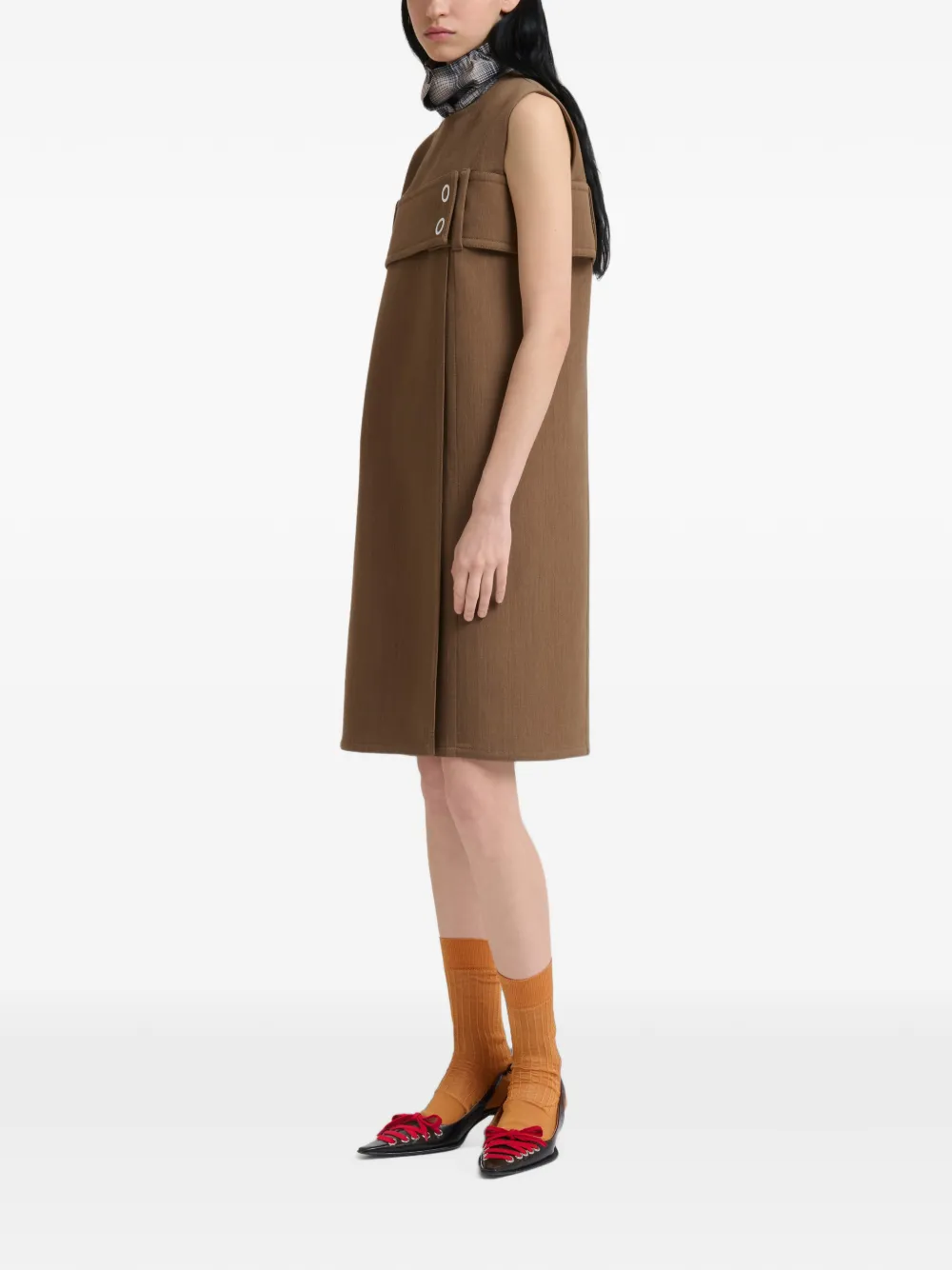 Marni Wollen jurk met ceintuur Bruin