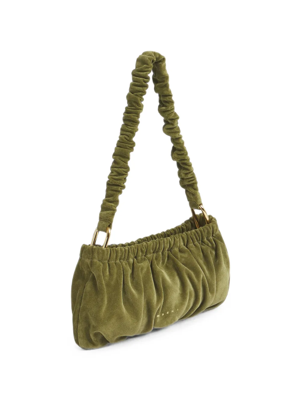 Marni Suède clutch met ruches Groen