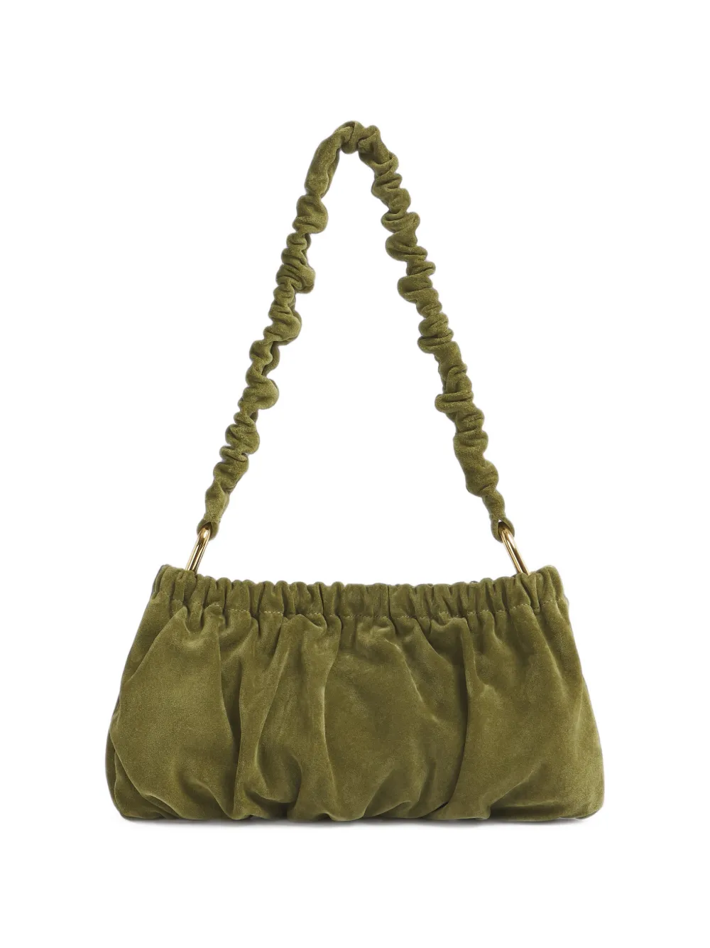 Marni Suède clutch met ruches Groen