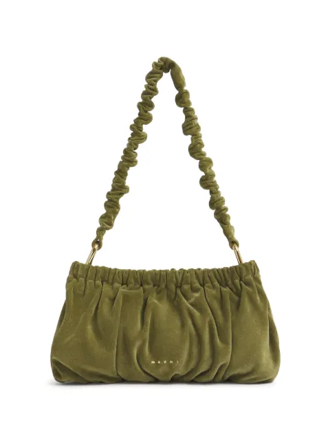 Marni Clutch de camurça verde com babados