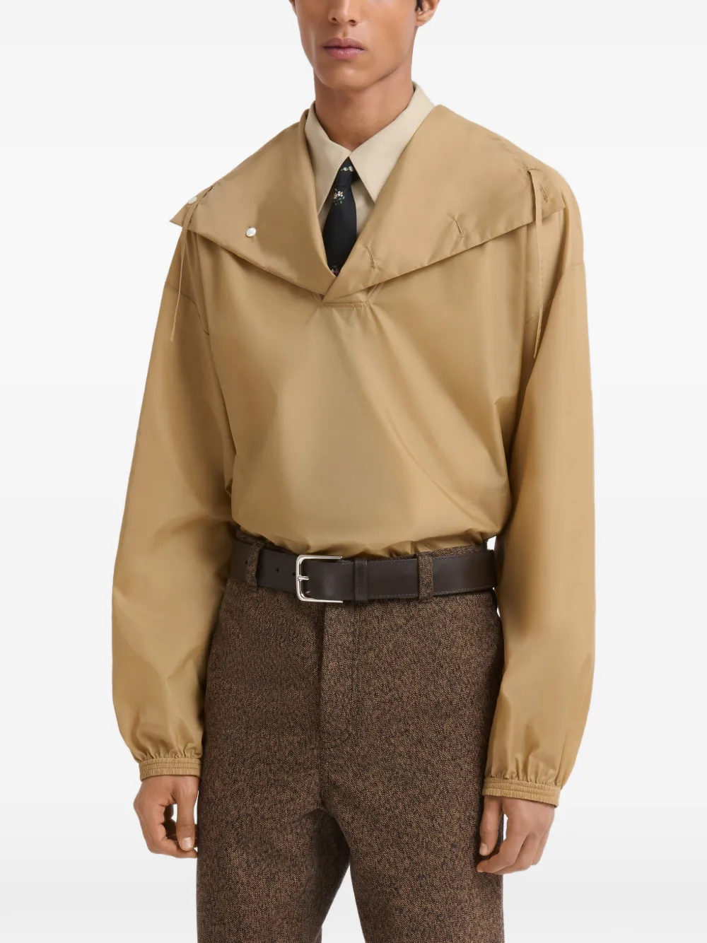 Marni beige nylon jacket with funnel neck
