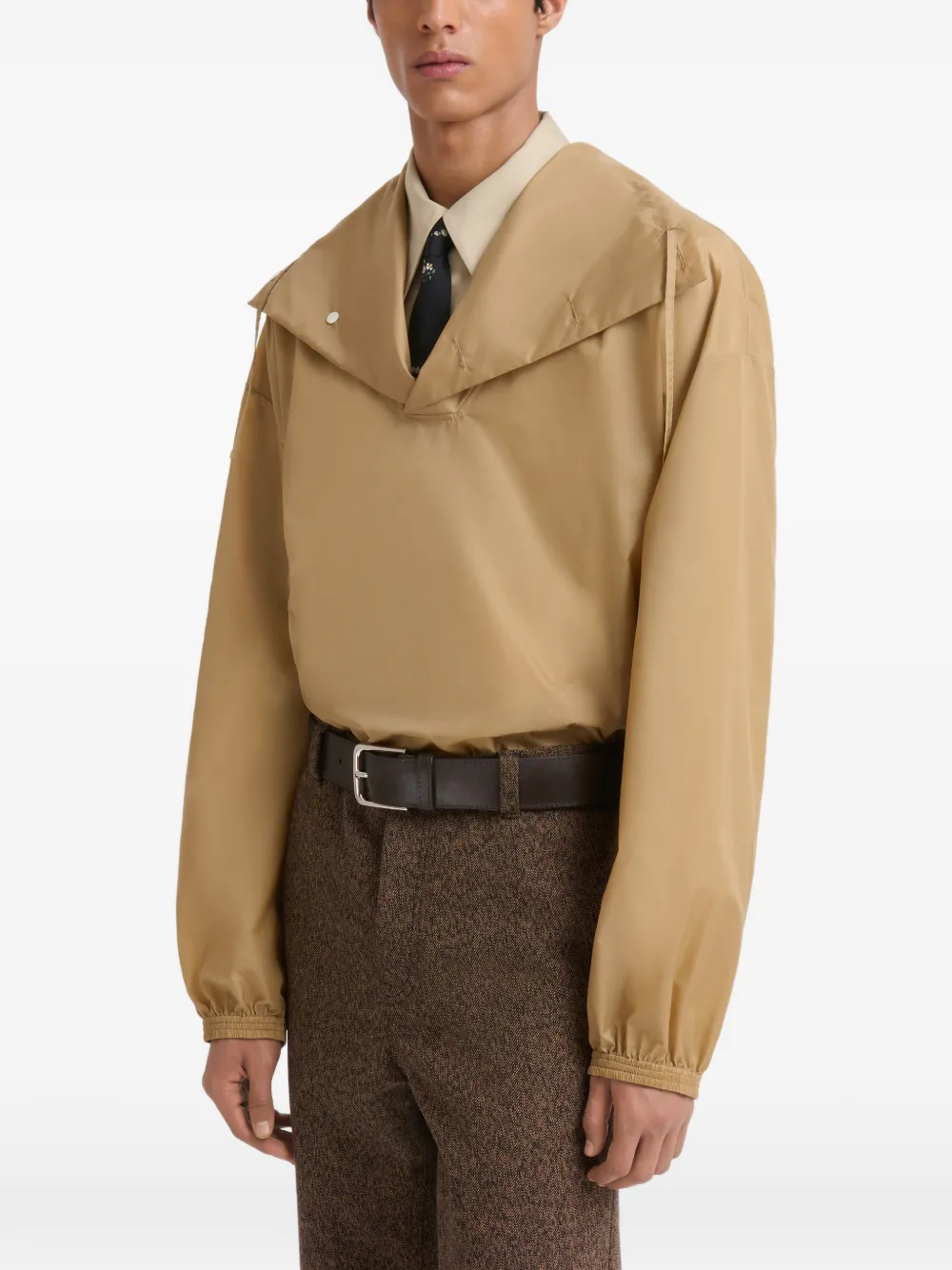 Marni beige nylon jacket with funnel neck