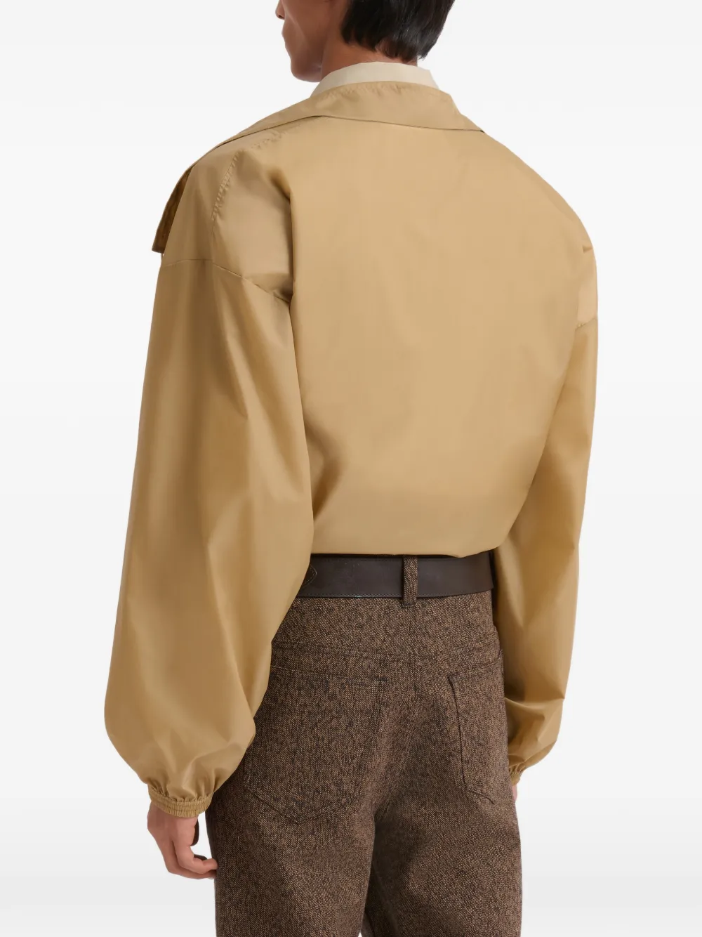Marni beige nylon jacket with funnel neck