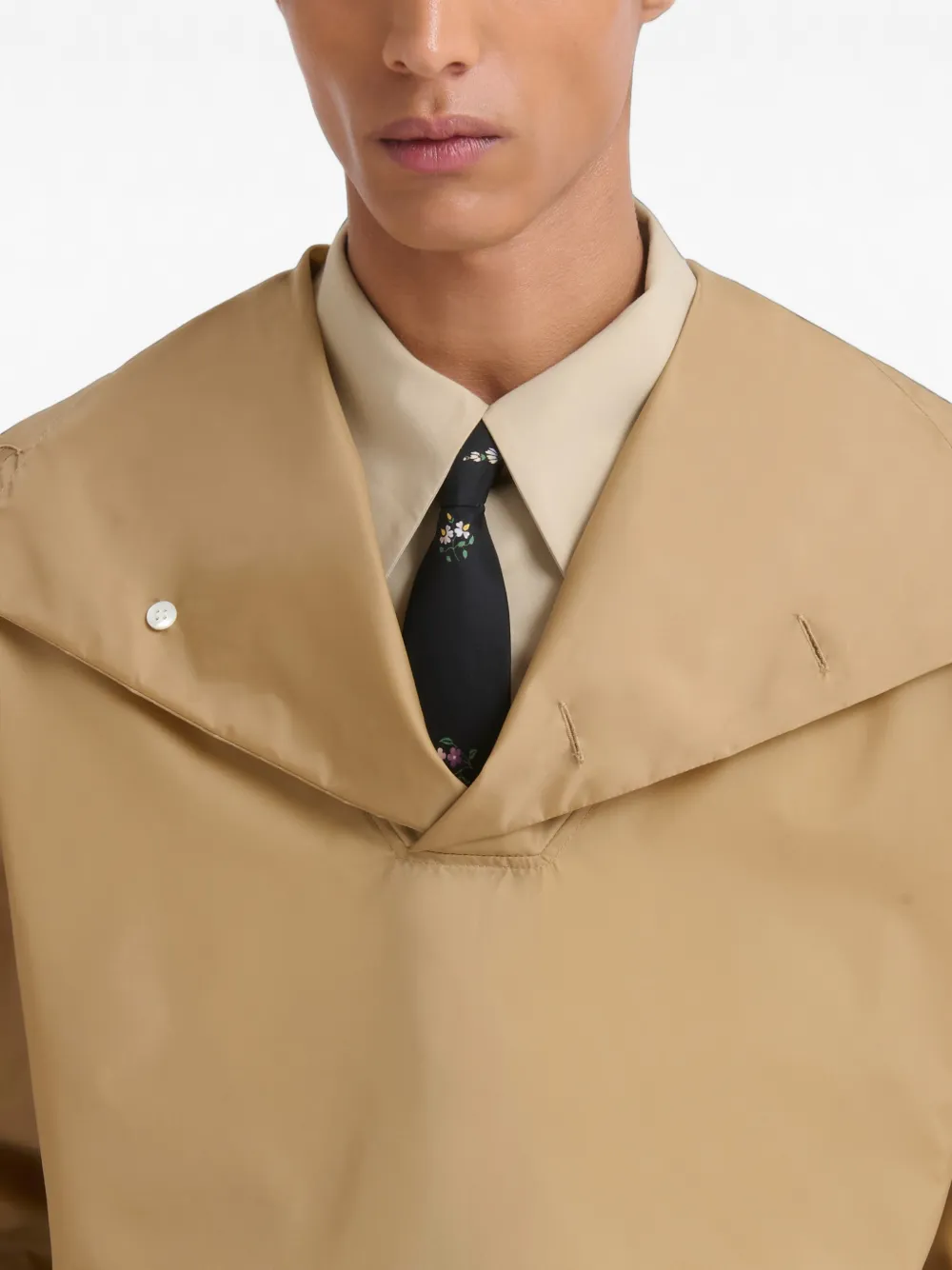 Marni beige nylon jacket with funnel neck