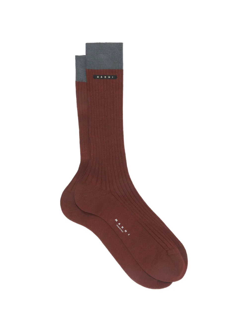 Marni Burgundy Cotton Socks With Contrast-cuffs In Red