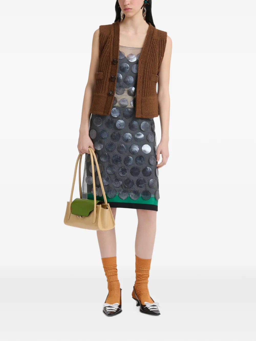 Marni Wollen top met knopen aan de voorkant Bruin