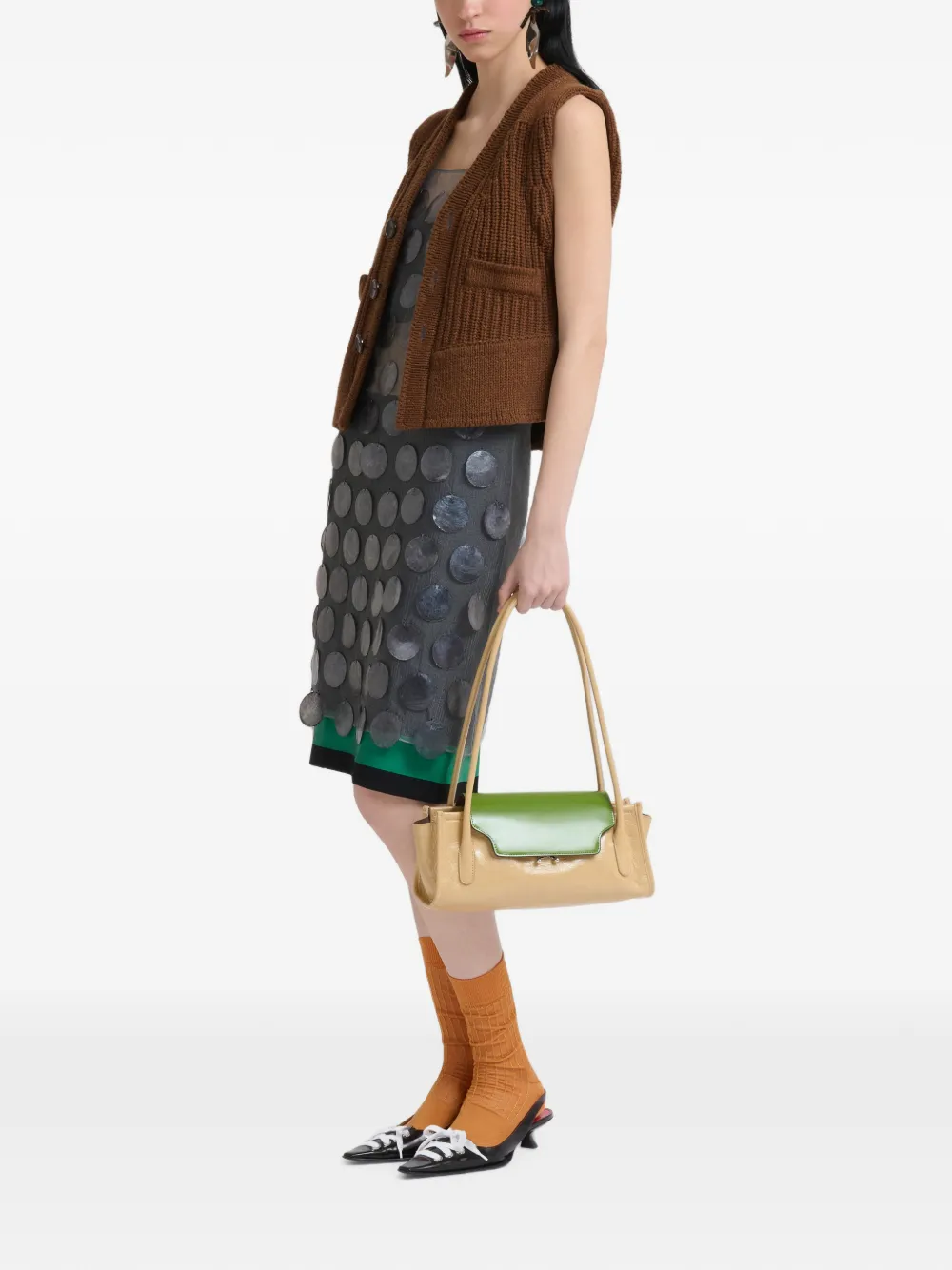 Marni Wollen top met knopen aan de voorkant Bruin