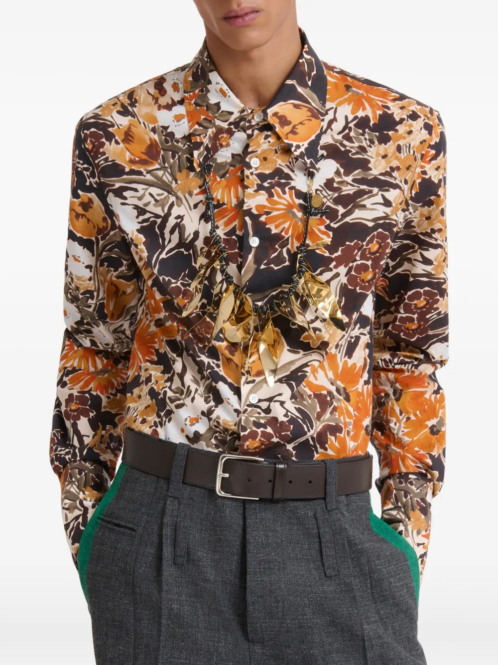 Marni Popeline overhemd met extreme bouquet-print Zwart