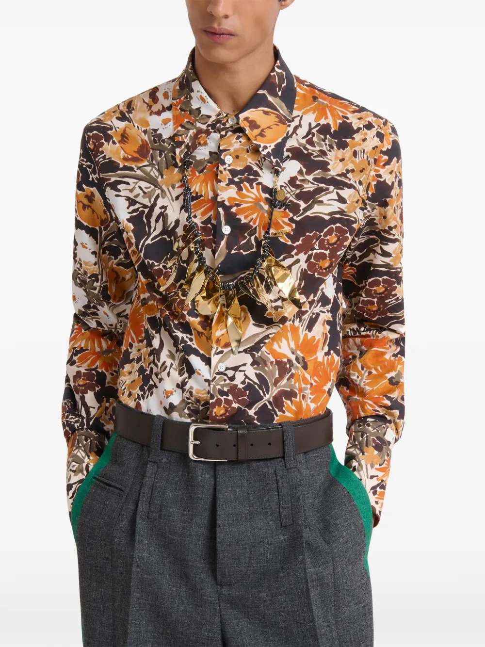 Marni Popeline overhemd met extreme bouquet-print Zwart