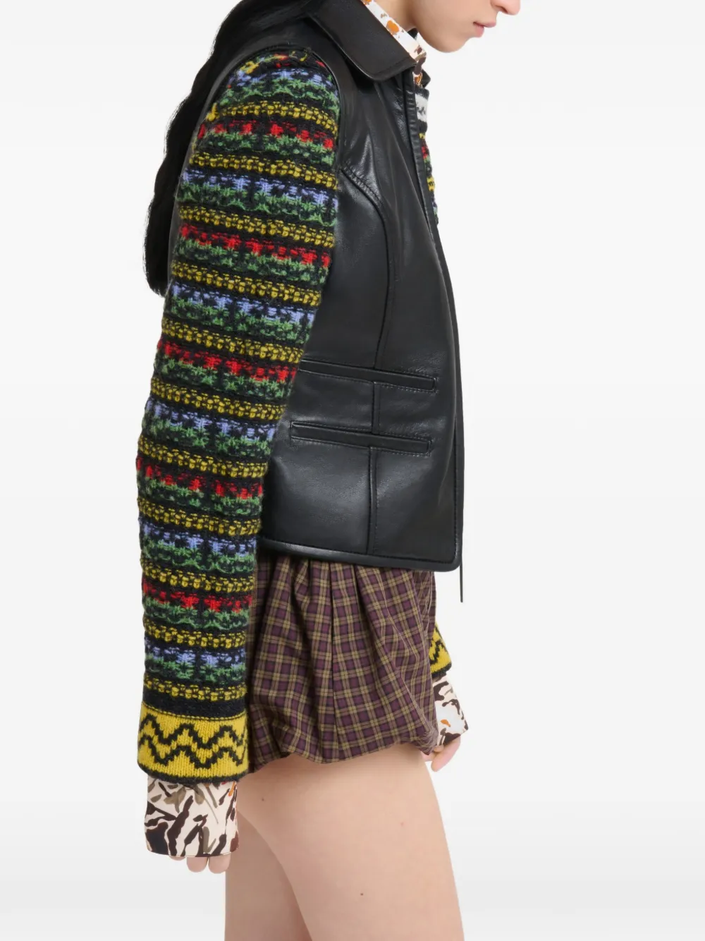 Marni Leren top met rits Zwart