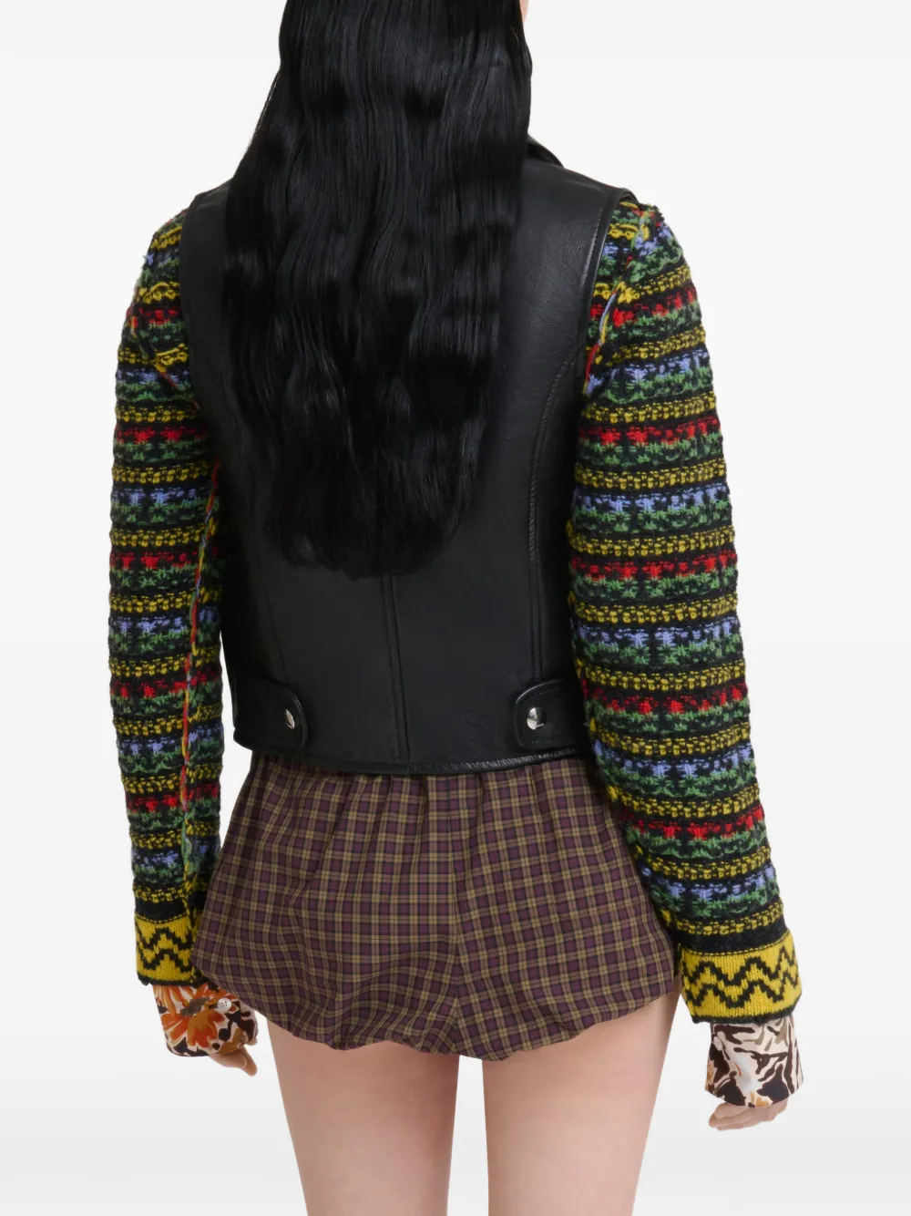 Marni Leren top met rits Zwart