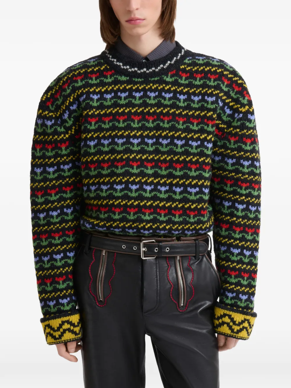 Marni Wollen trui met Fairisle-patroon Zwart