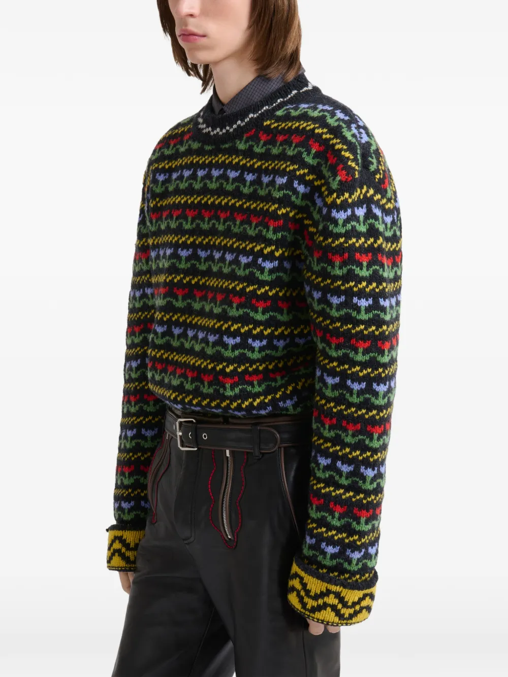 Marni Wollen trui met Fairisle-patroon Zwart
