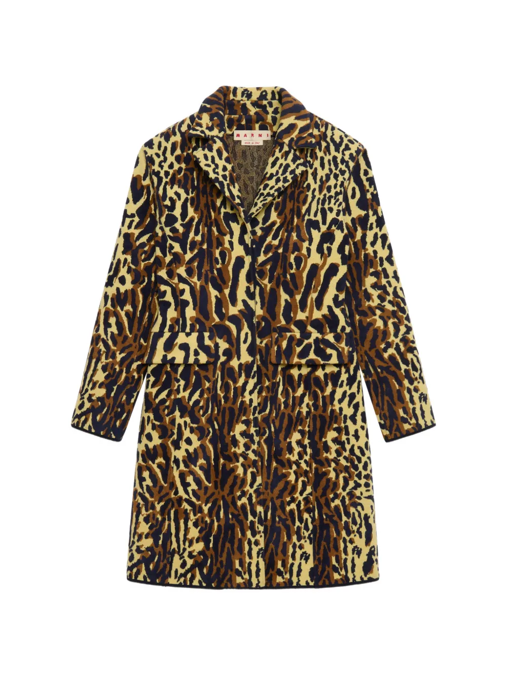 Marni yellow animalier wool chenille coat