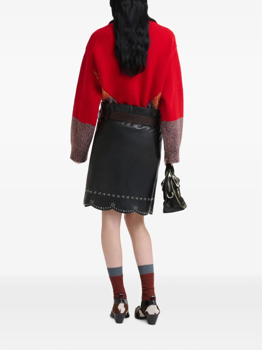 Marni Leren rok met micro-studs Zwart