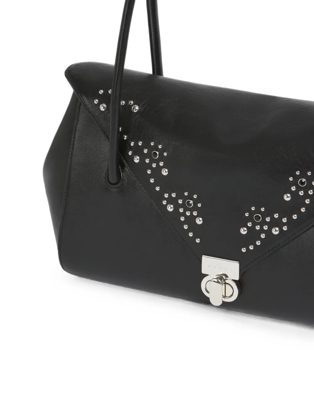 Marni Leren schoudertas met studs Zwart