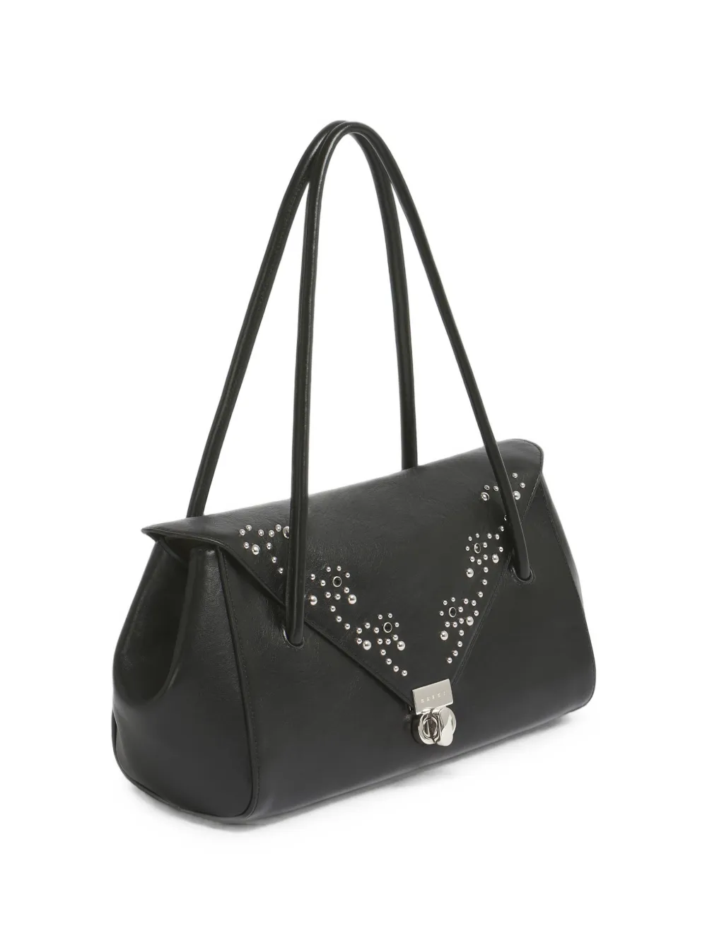 Marni Leren schoudertas met studs Zwart