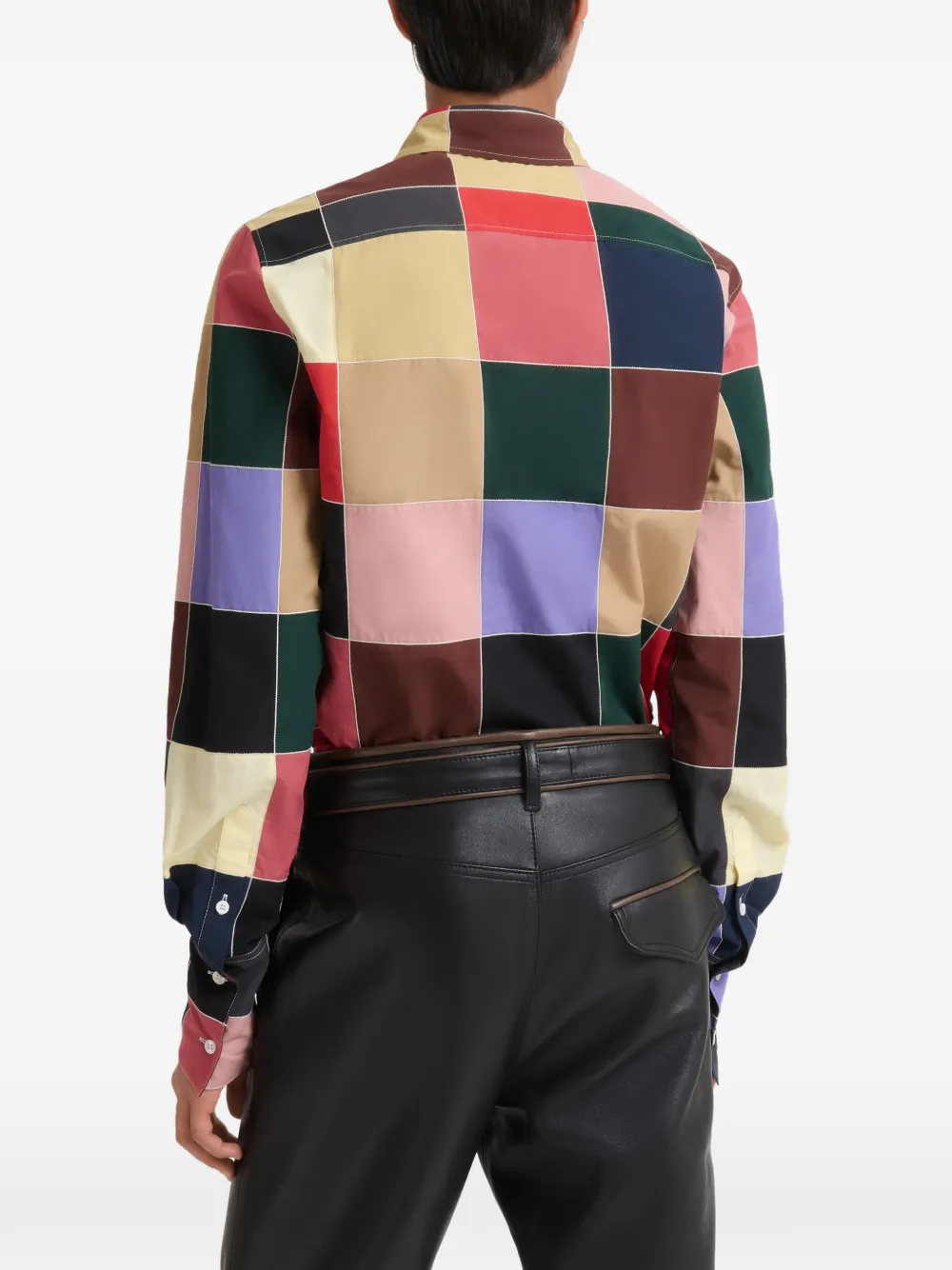 Marni Popeline overhemd met patchwork Beige