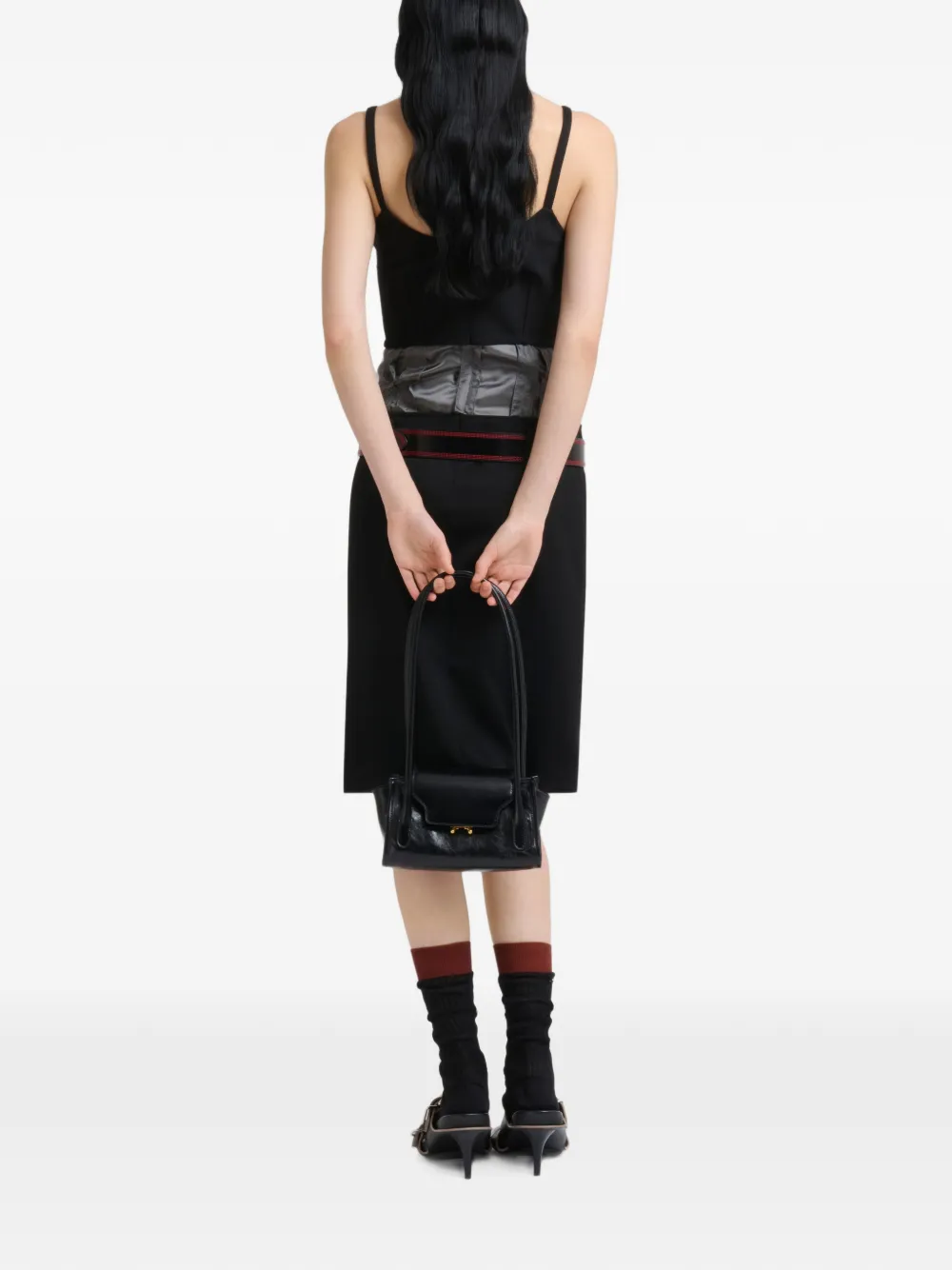 Marni Wollen jurk met satijnen taille Zwart