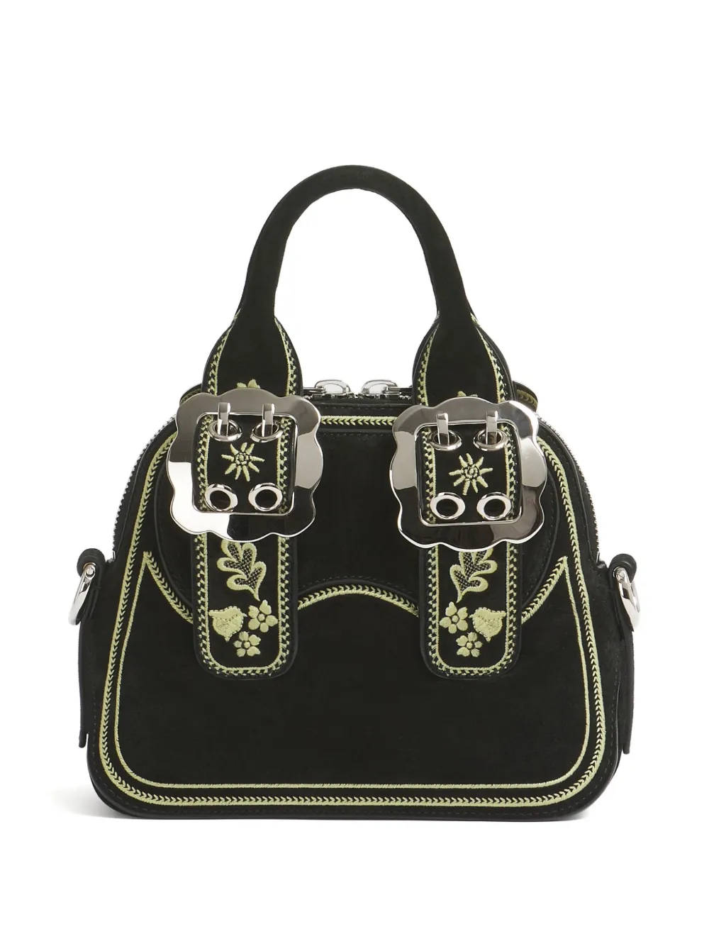 Marni Zwarte suède Belte tas met borduurwerk