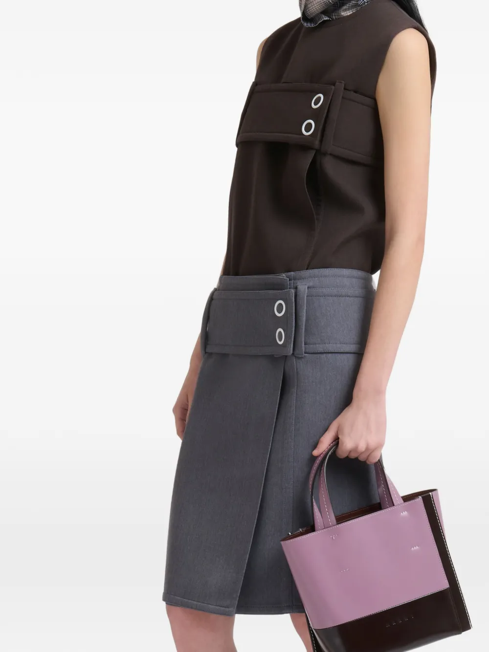 Marni Kleine leren Museo Edge tas Paars