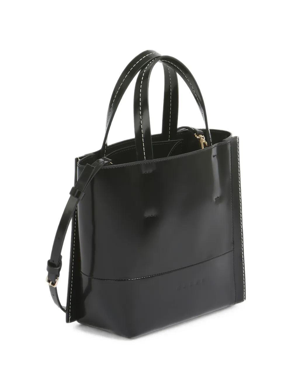 Marni small Museo Edge leather tote bag Zwart