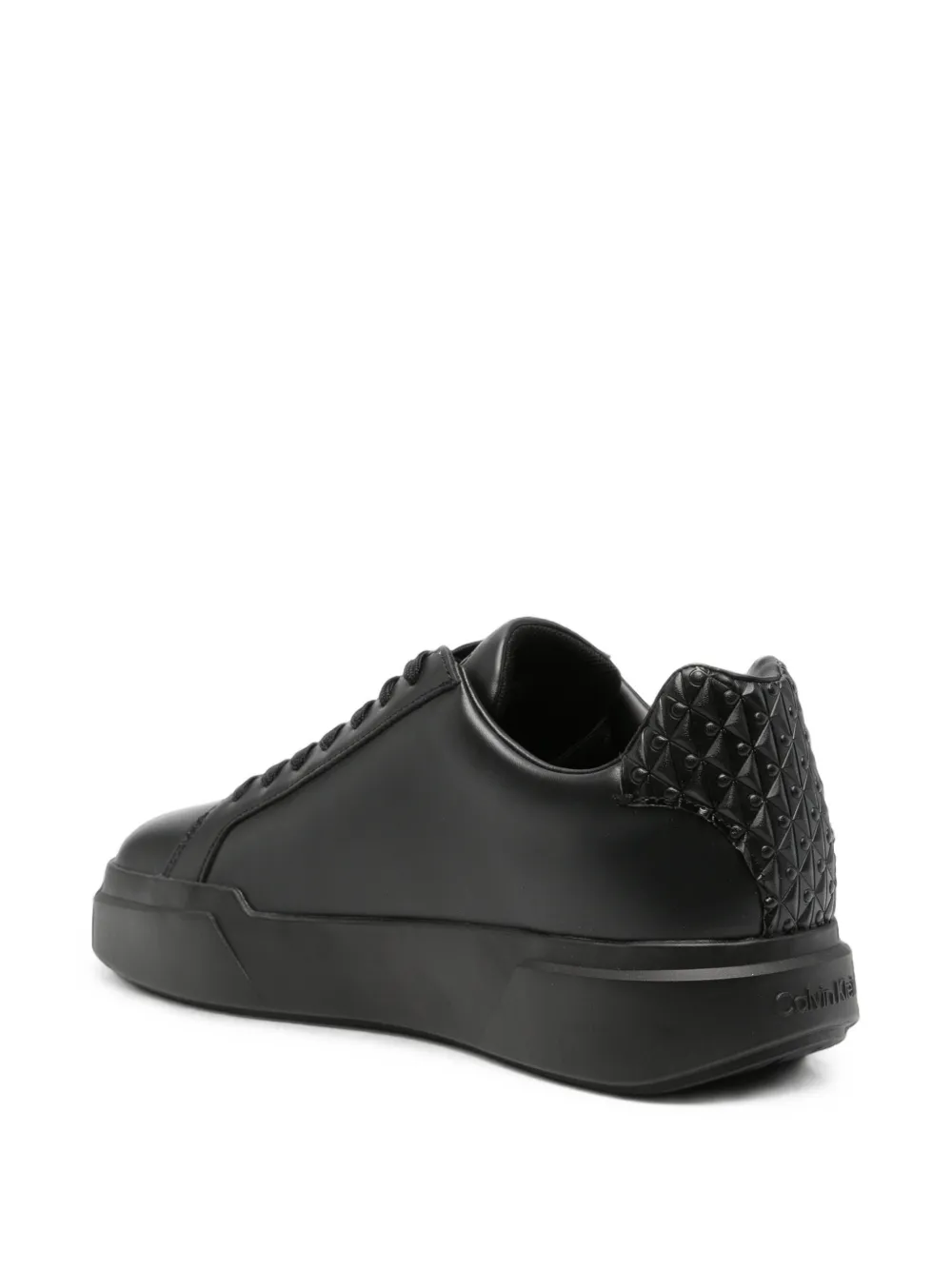 Calvin Klein quilted-heel leather sneakers Zwart