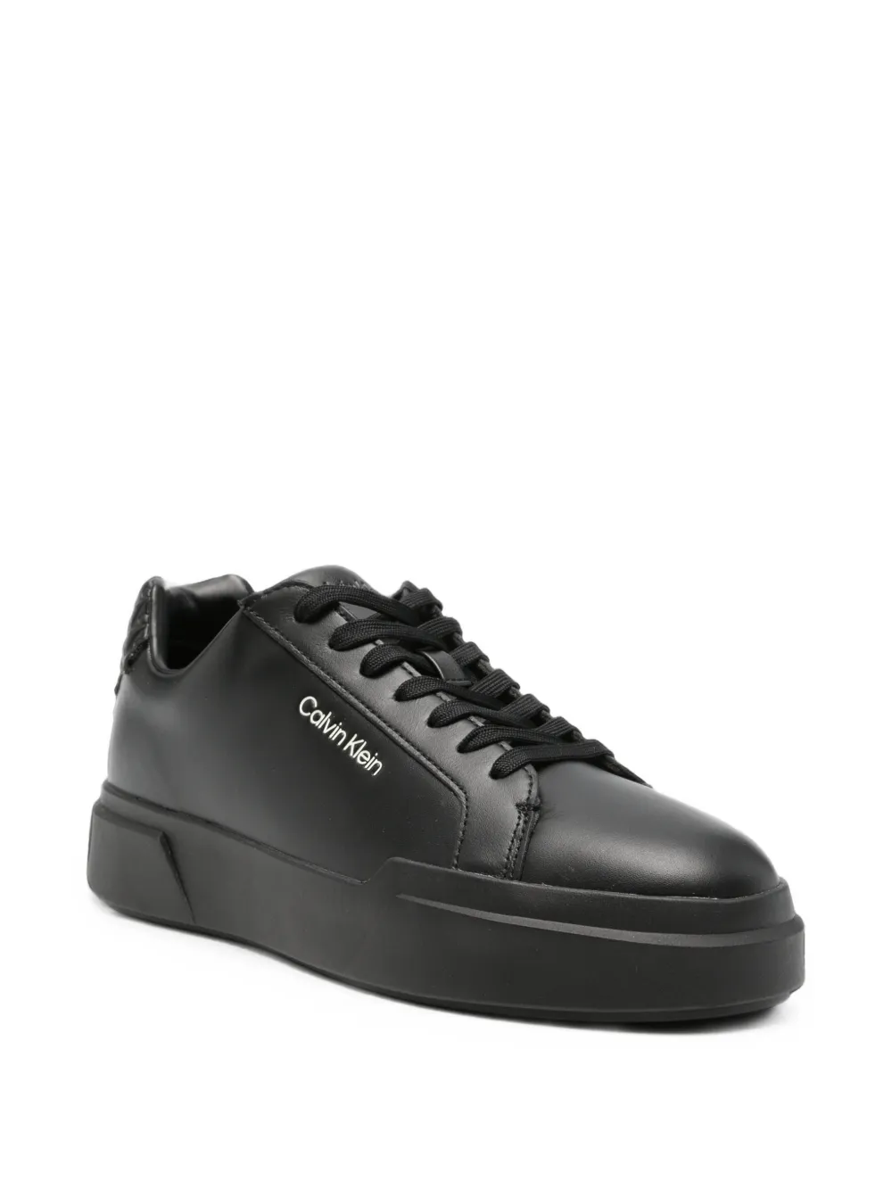 Calvin Klein quilted-heel leather sneakers Zwart