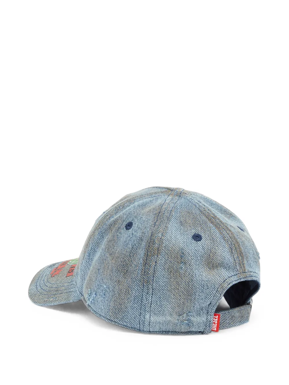 Diesel Denim honkbalpet met grafische print Blauw