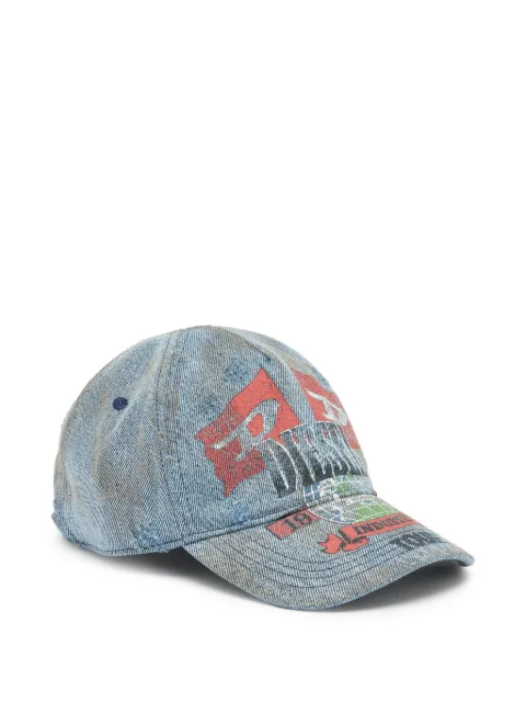 Diesel denim baseball cap with concert graphics