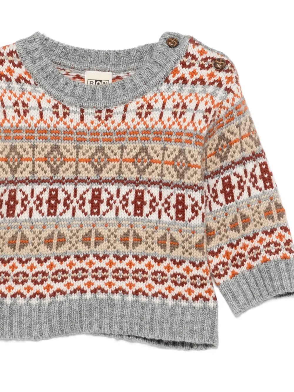 Bonton Fair Isle trui met knoopsluiting Grijs